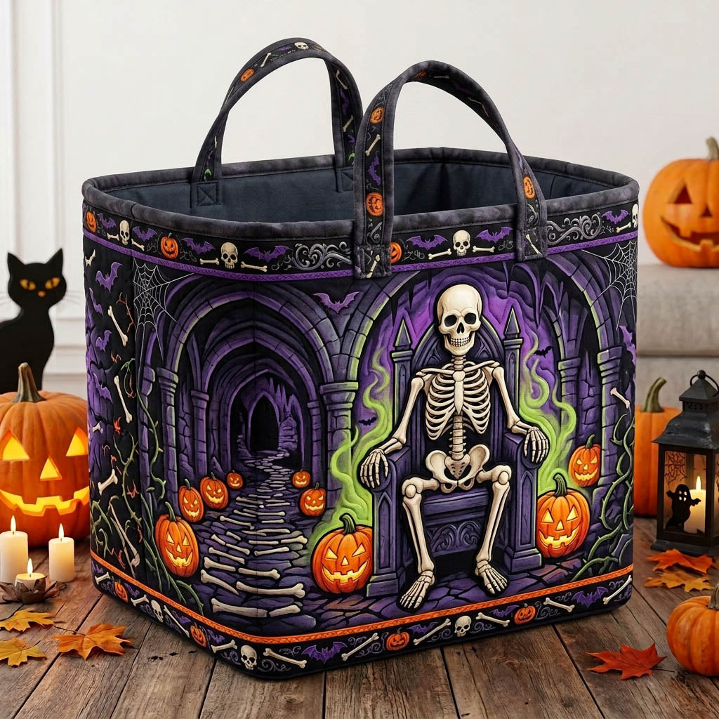 Haunted Skeleton Quilted Storage Basket GFTONMU1733