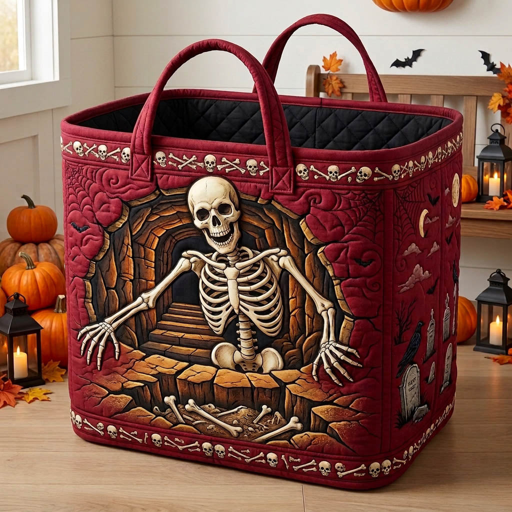 Haunted Skeleton Quilted Storage Basket GFTONMU1737