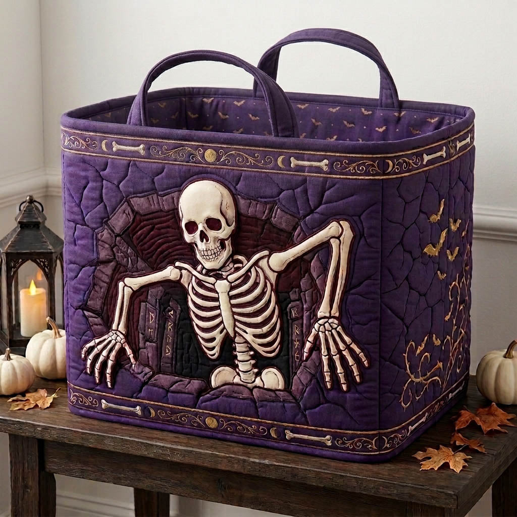 Haunted Skeleton Quilted Storage Basket GFTONMU1738