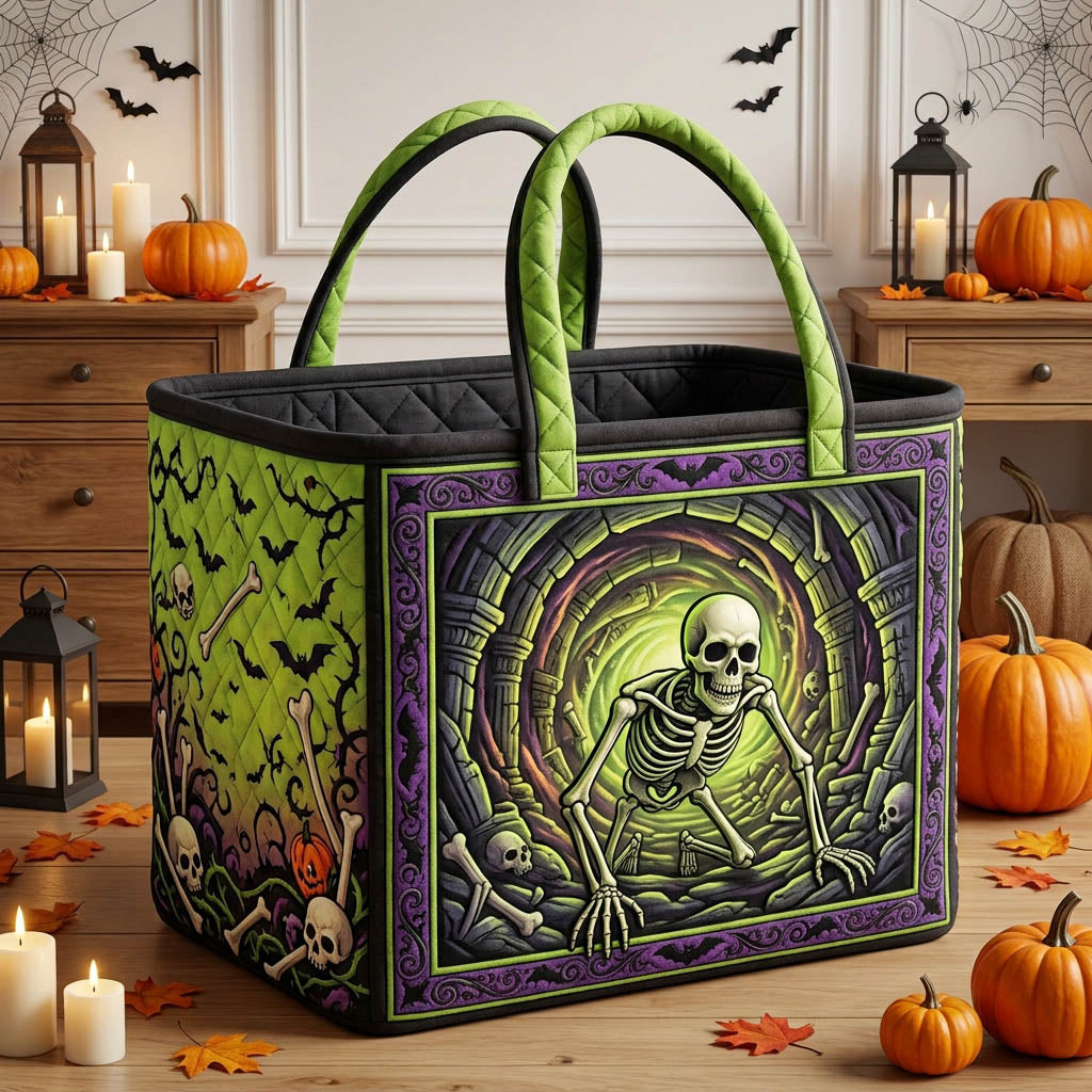 Haunted Skeleton Quilted Storage Basket GFTONMU1739