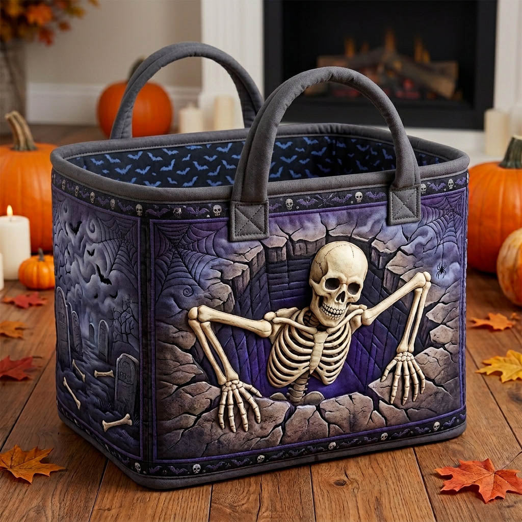 Haunted Skeleton Quilted Storage Basket GFTONMU1740