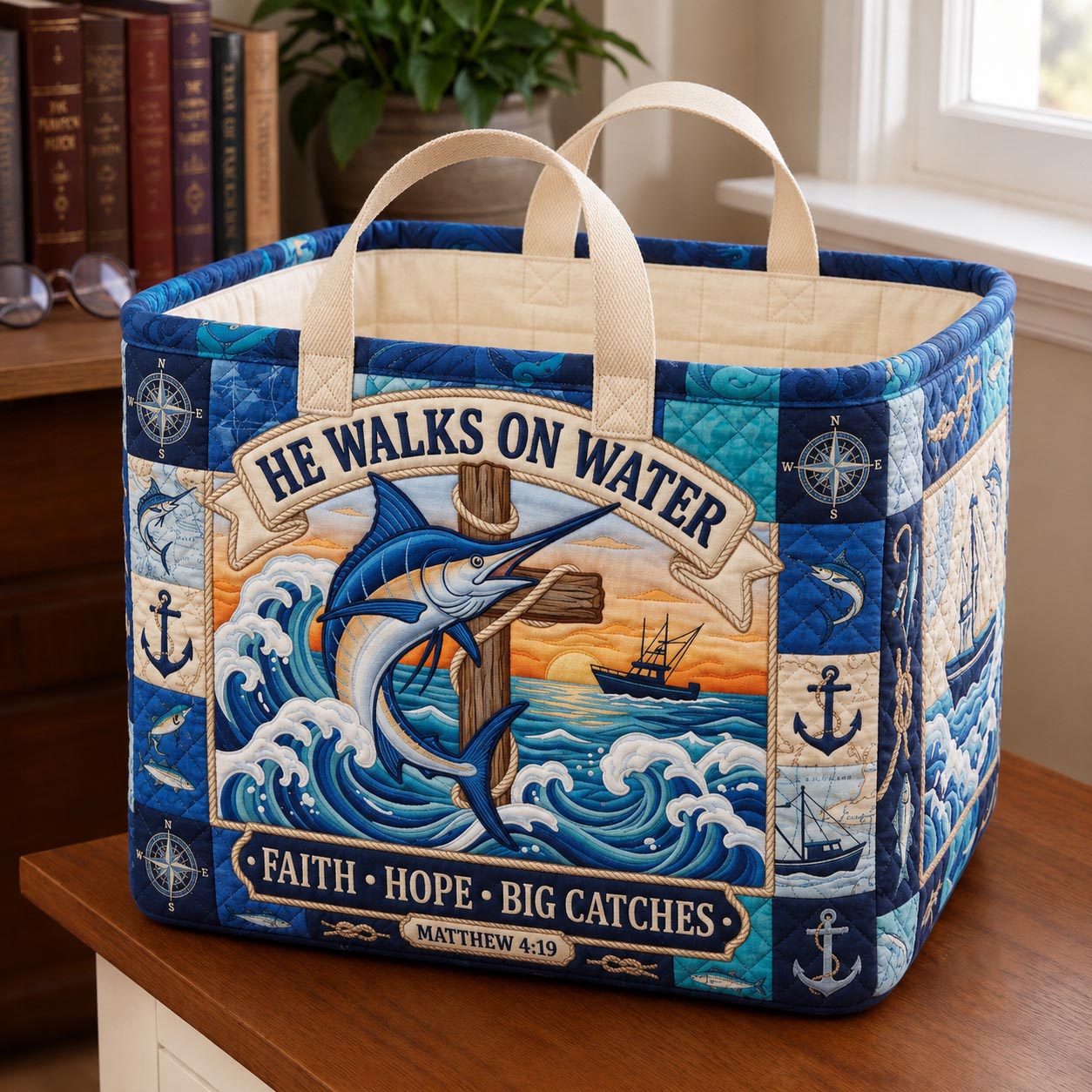 Christian Fishing Quilted Storage Basket GFTONMU2008