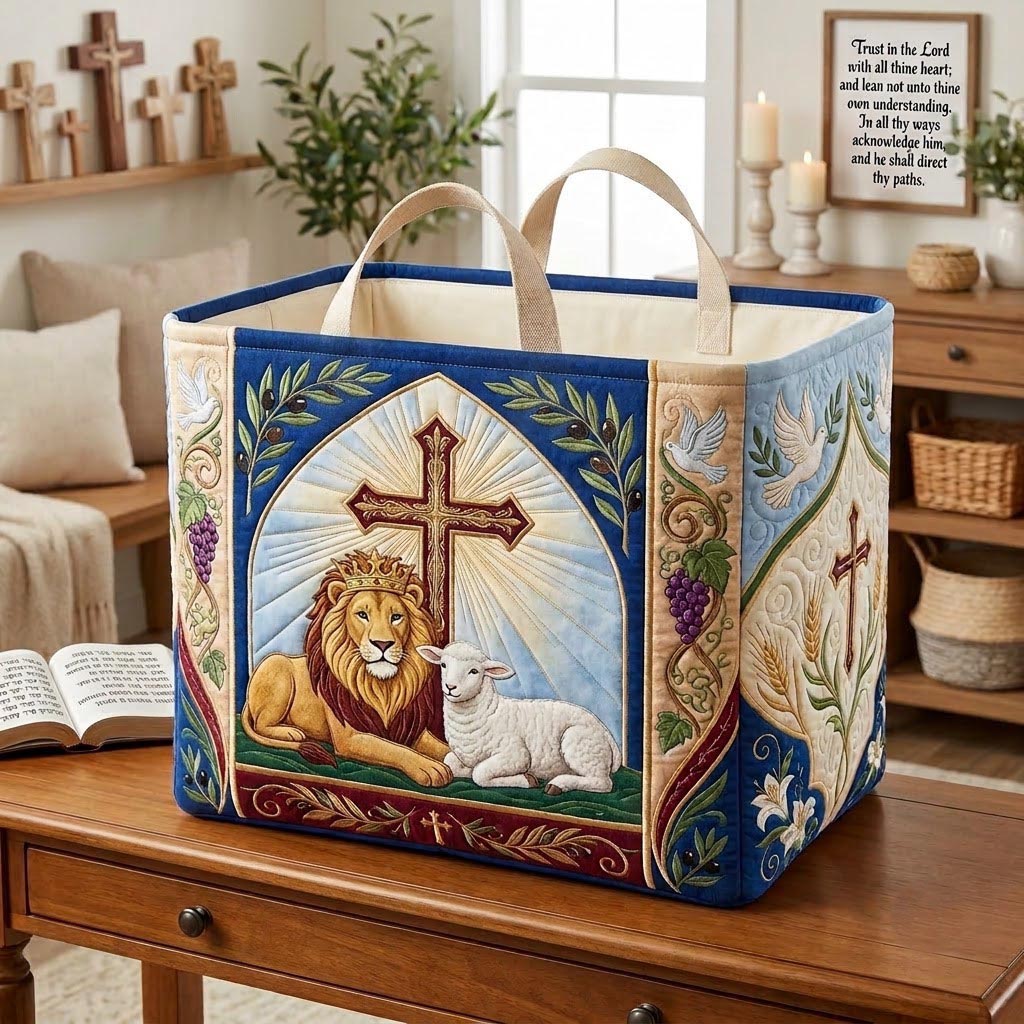 Christian Faith Quilted Storage Basket GFTONMU2039