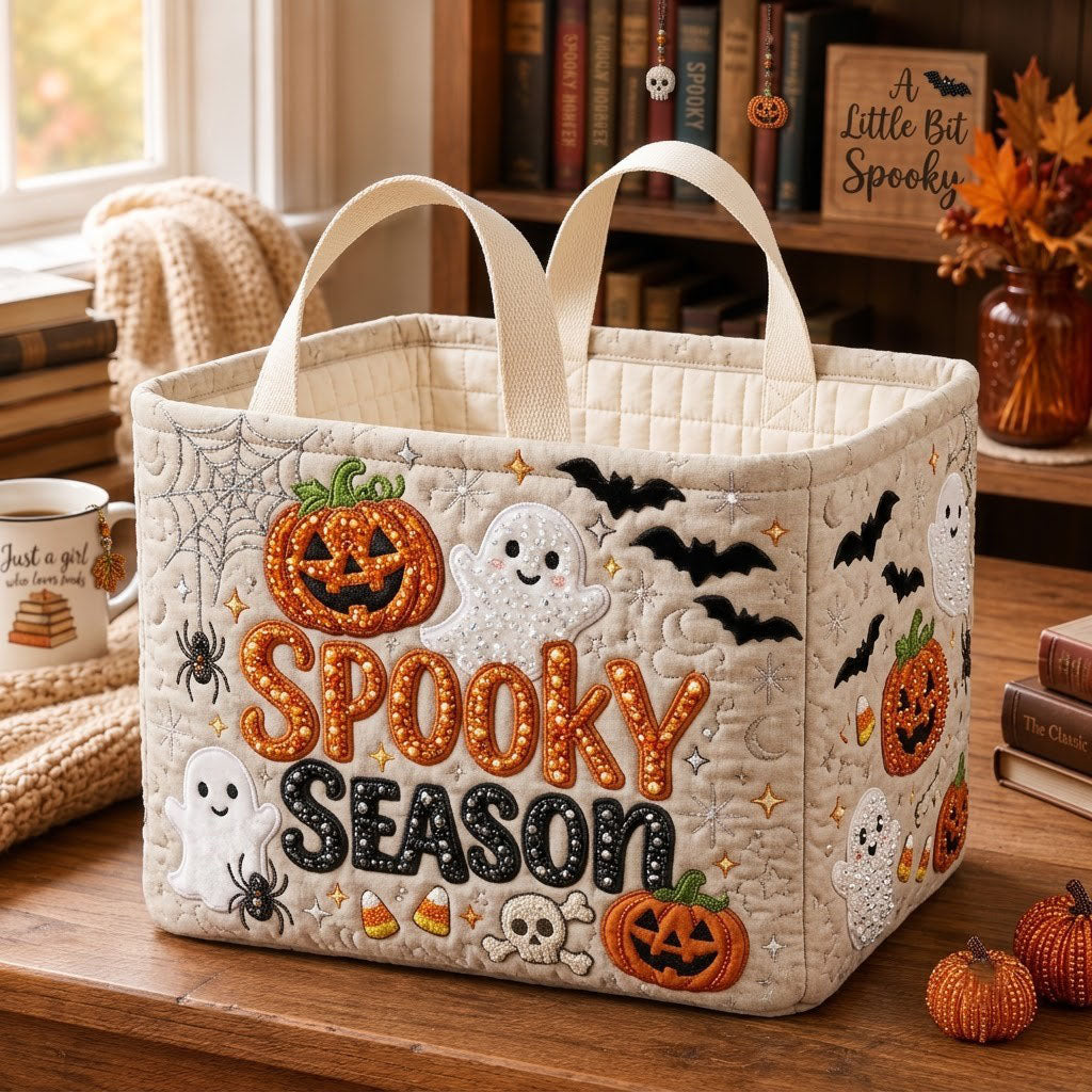 Rhinestone Spooky Season Quilted Storage Basket GFTOPND1728