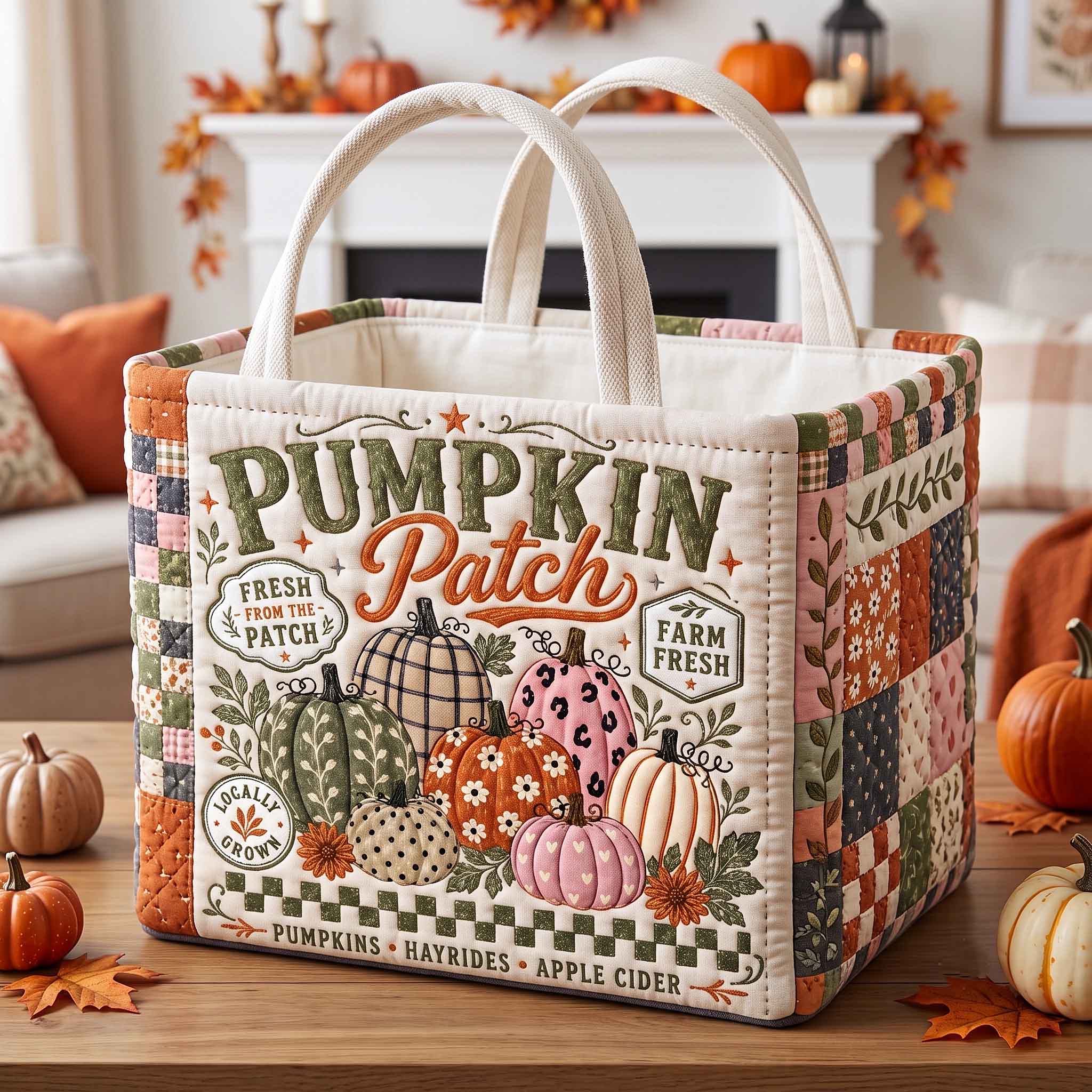 Pumpkin Patch Quilted Storage Basket GFTOTP20637