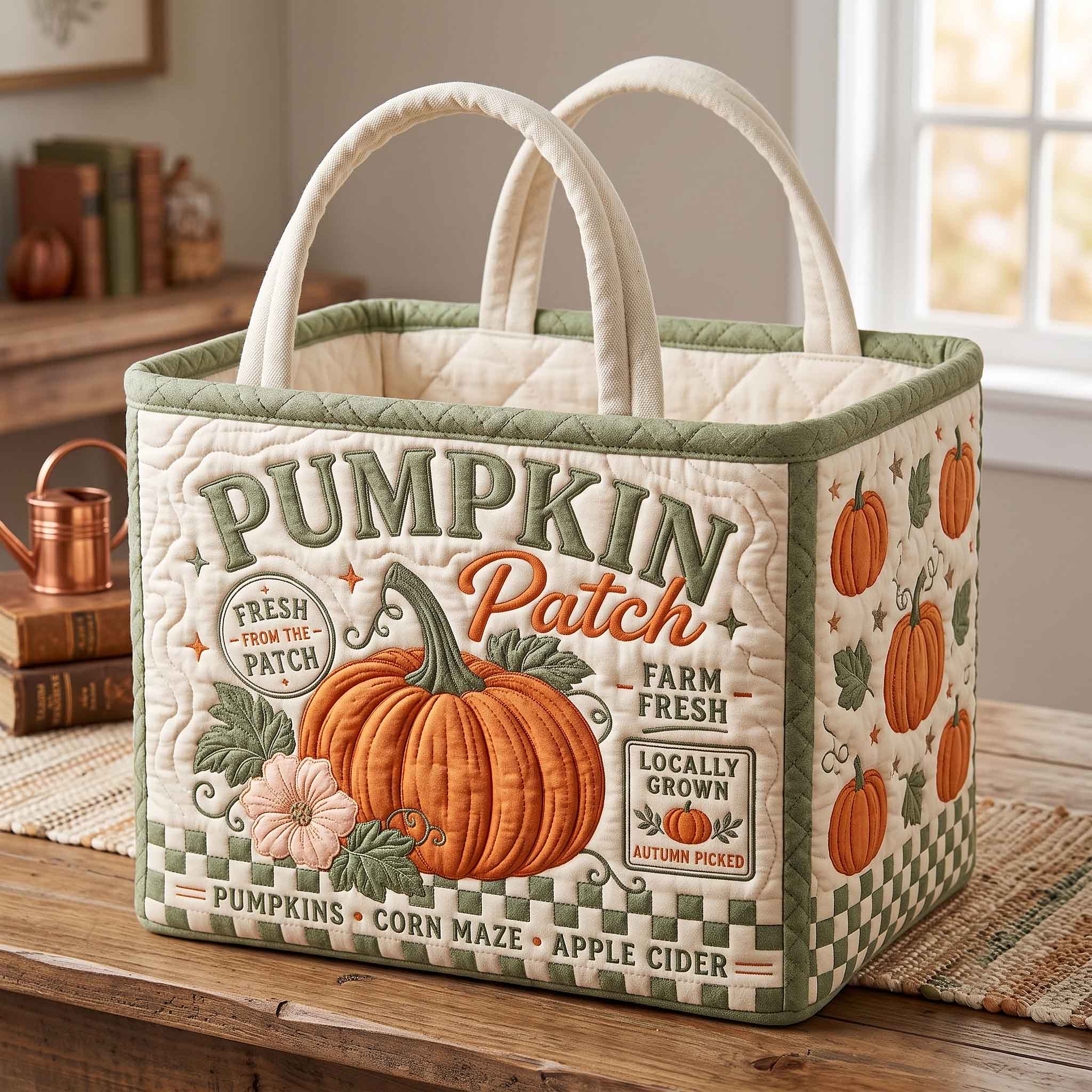 Pumpkin Patch Quilted Storage Basket GFTOTP20638