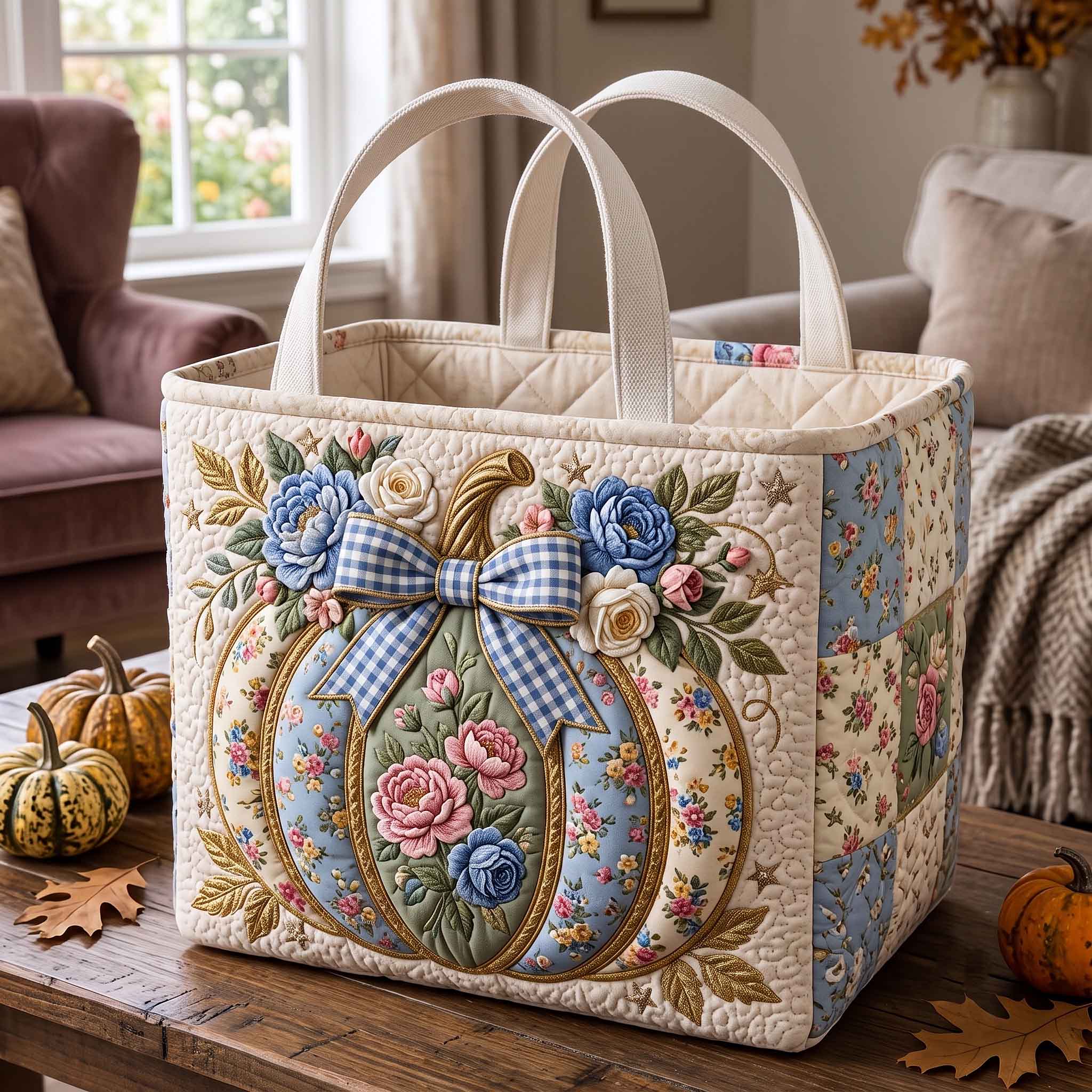 Pumpkin Bliss Quilted Storage Basket GFTOTP20640