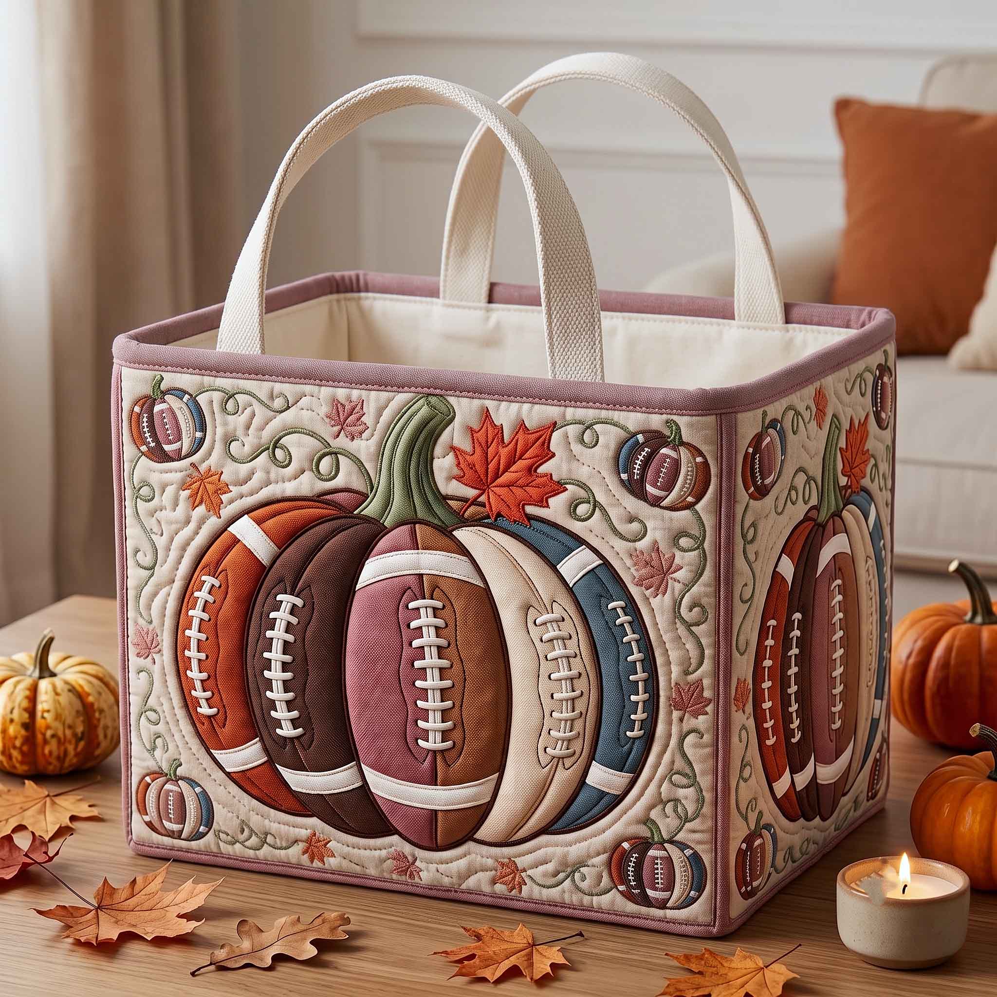 Pumpkin Gameday Quilted Storage Basket GFTOTP20642