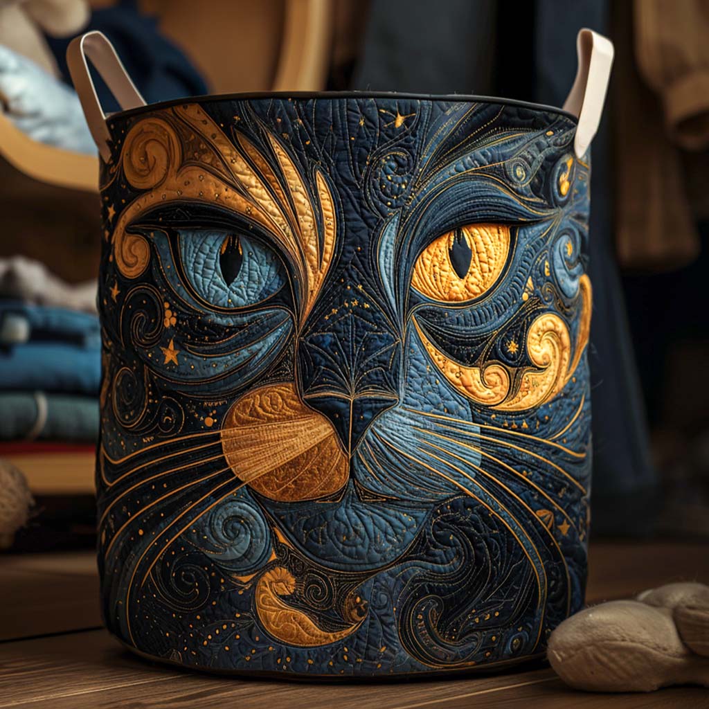 Galaxy Cat Quilted Laundry Basket NCU0NNT1841