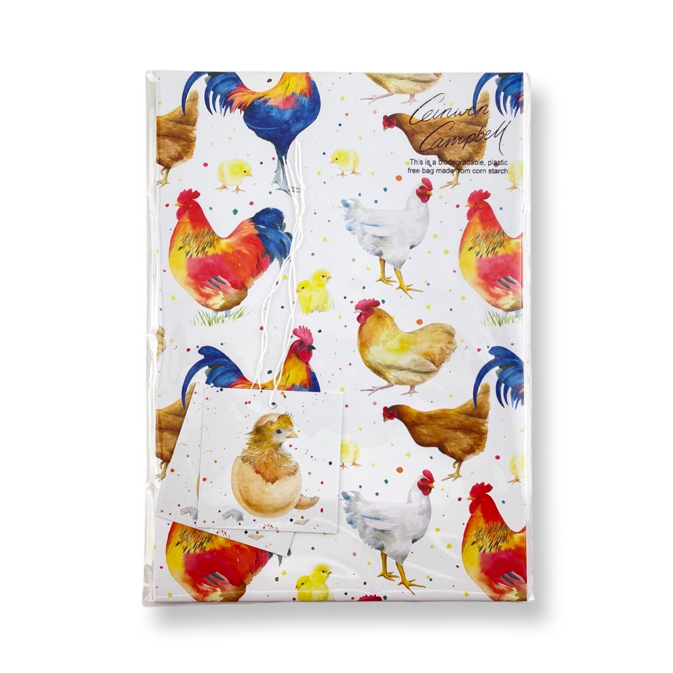 Recycled and recyclable Chicken Wrapping Paper and tags