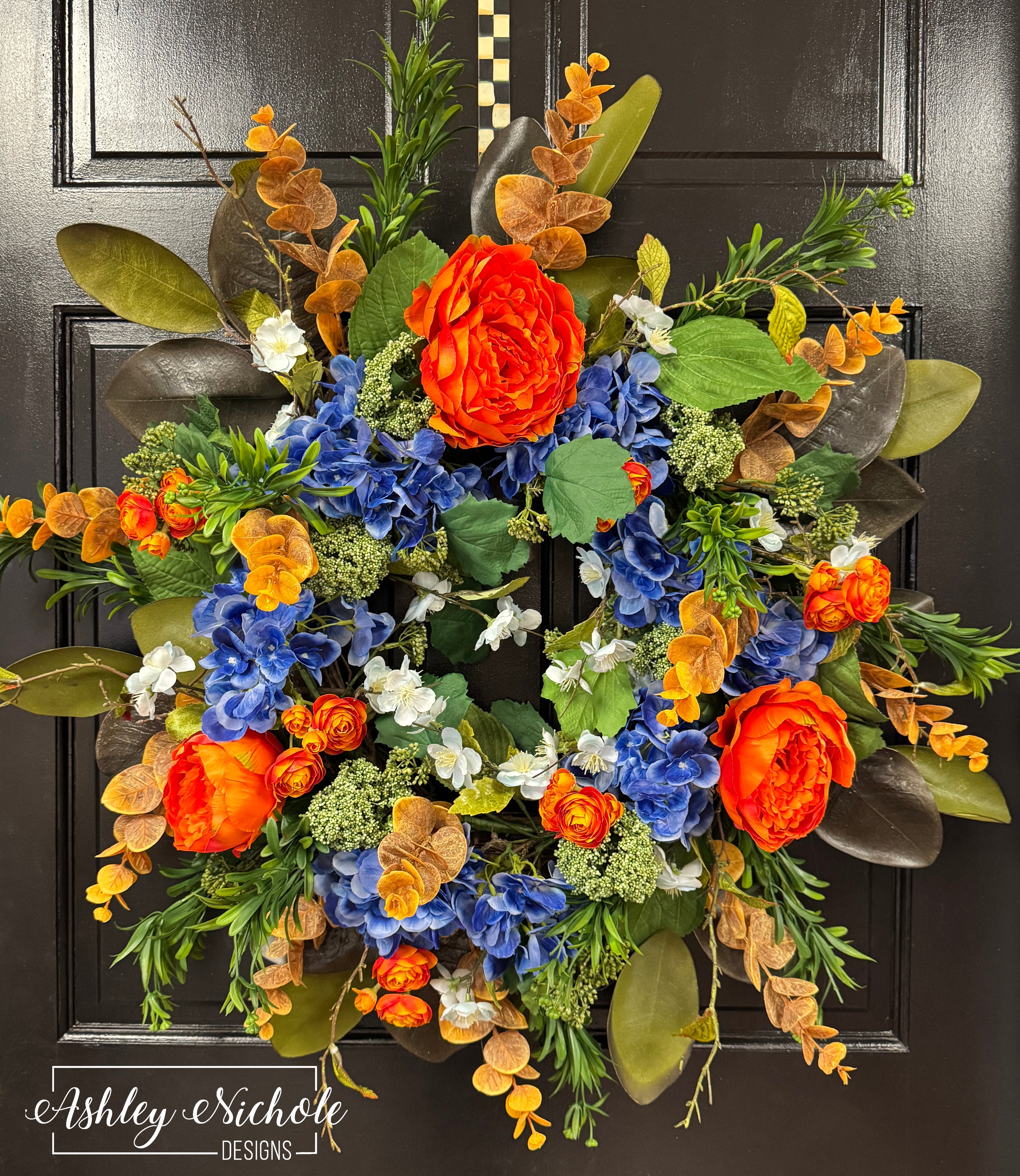 Blue Hydrangea Blossom Fall Wreath