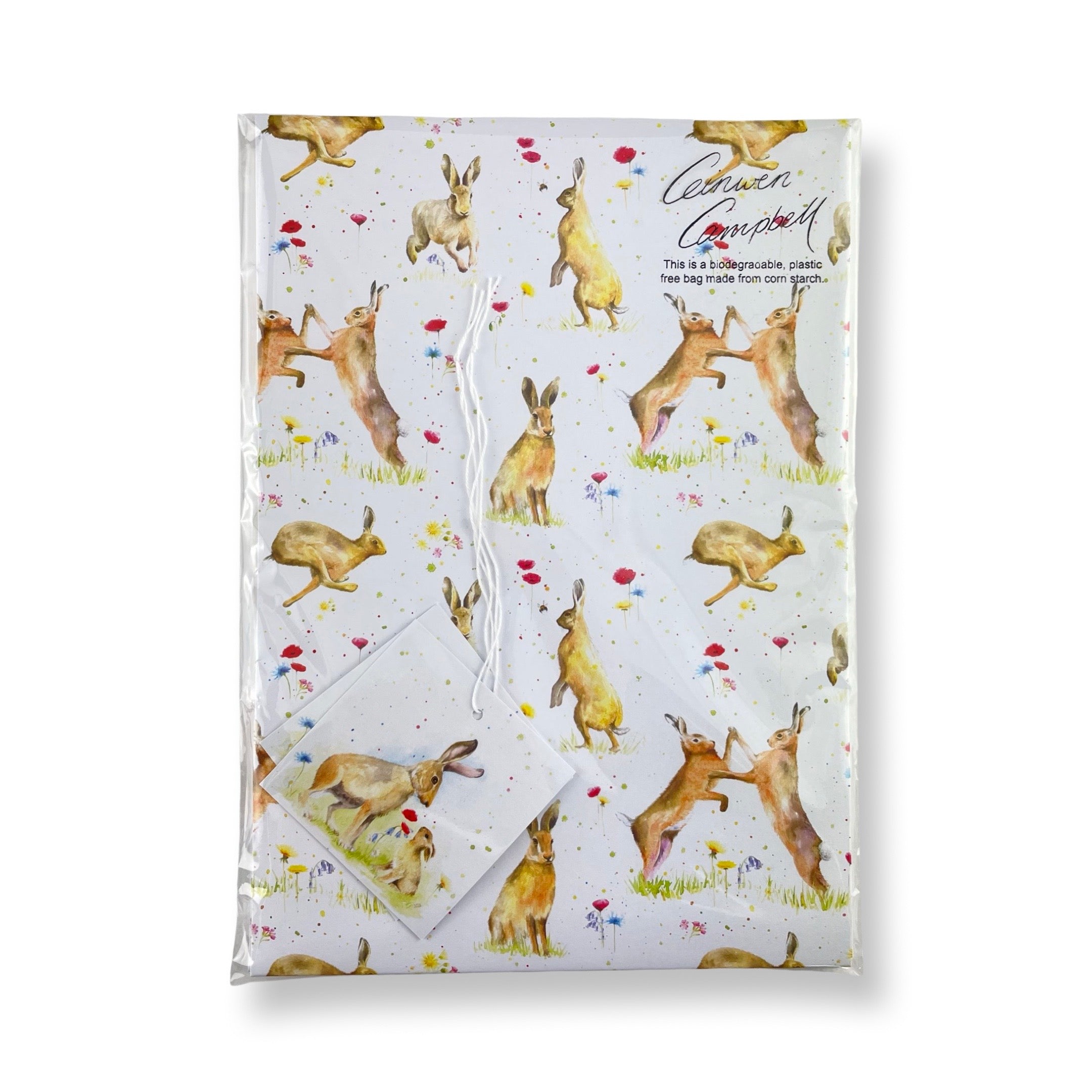 Country Hare and Wild Flowers Gift Wrapping Paper