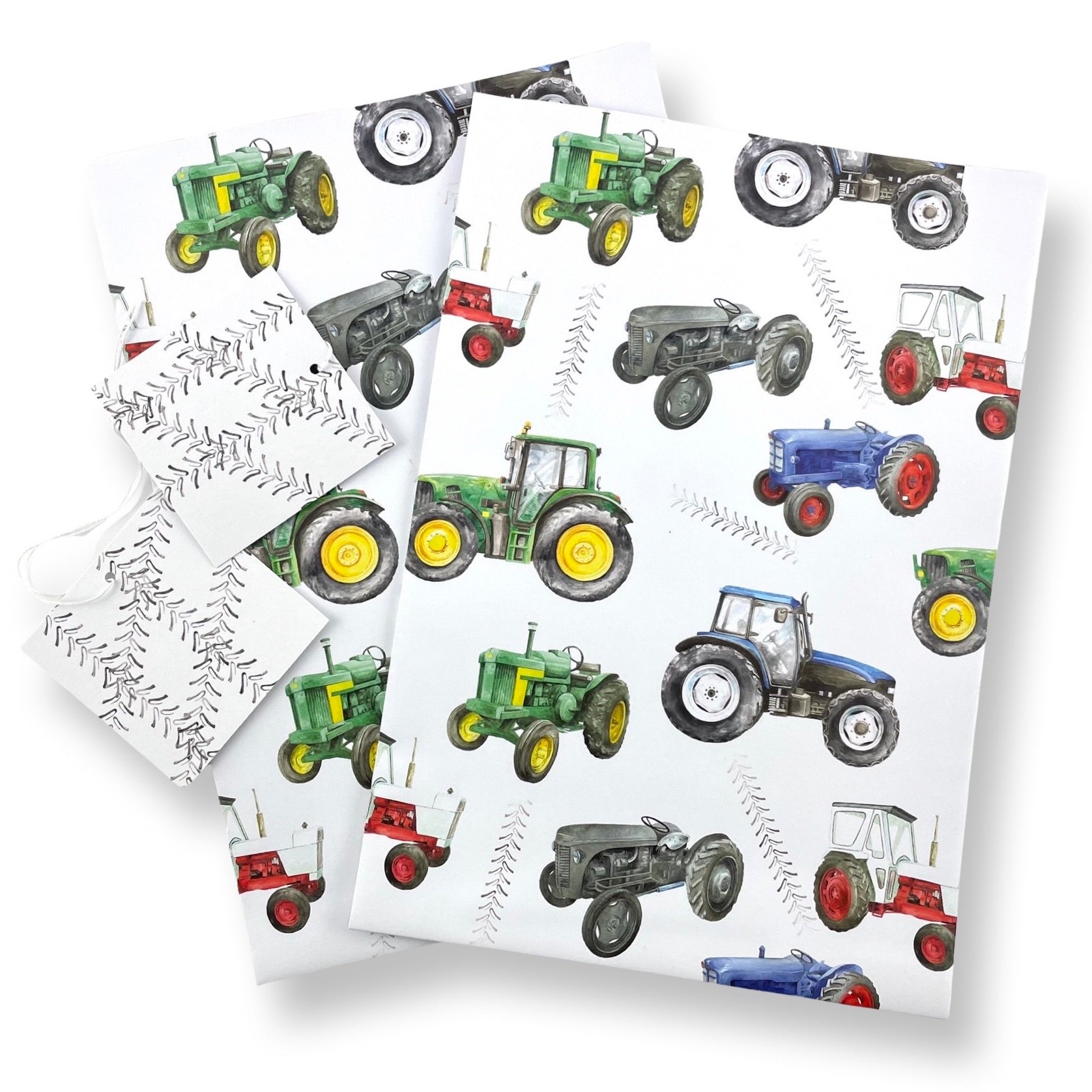 Tractor - Vintage and Modern - Recyclable and Recycled  Wrapping Paper and Tags