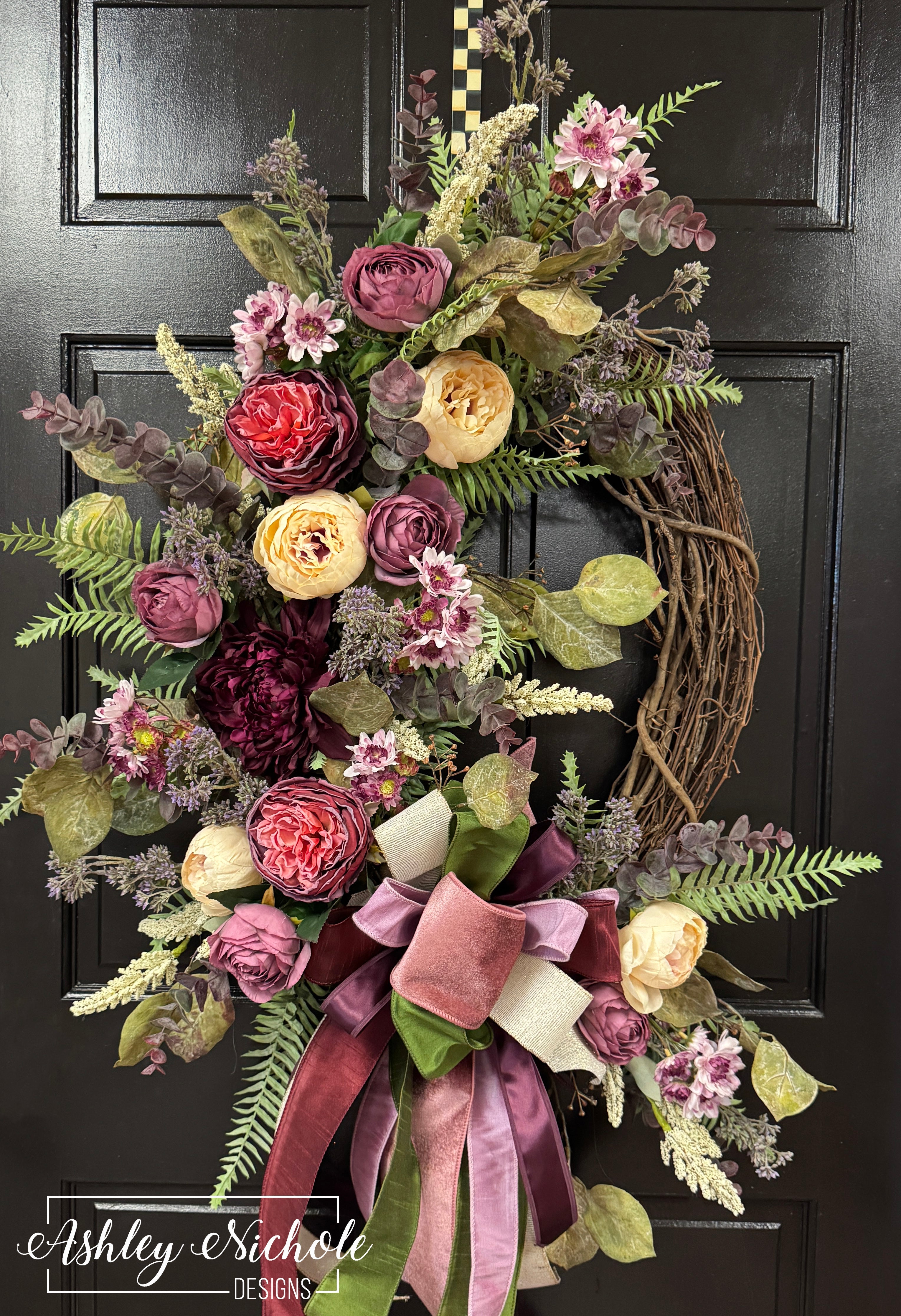 Lavish Plum Florals & Greenery Wreath