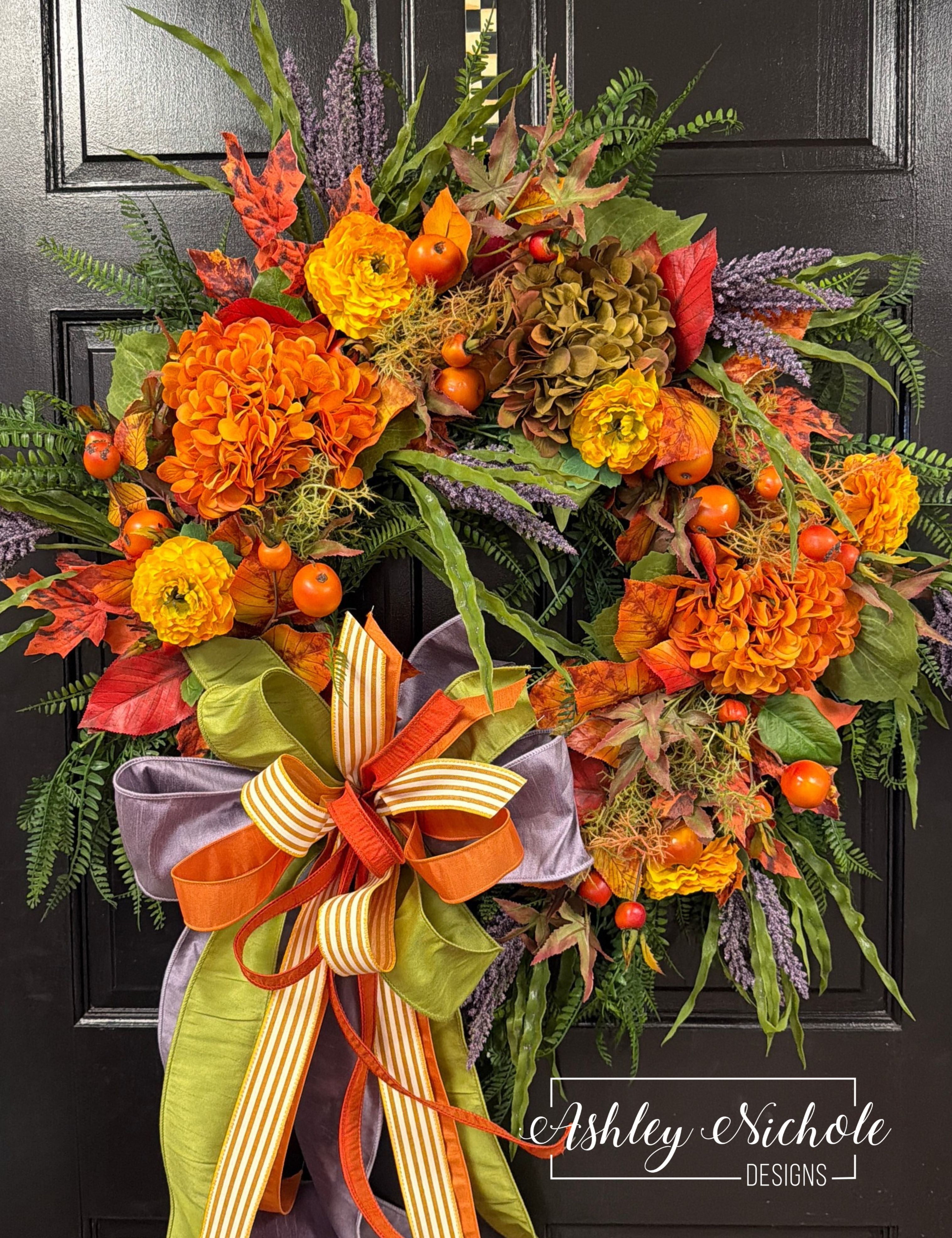 Maple Leaves & Persimmons Fall Wreath