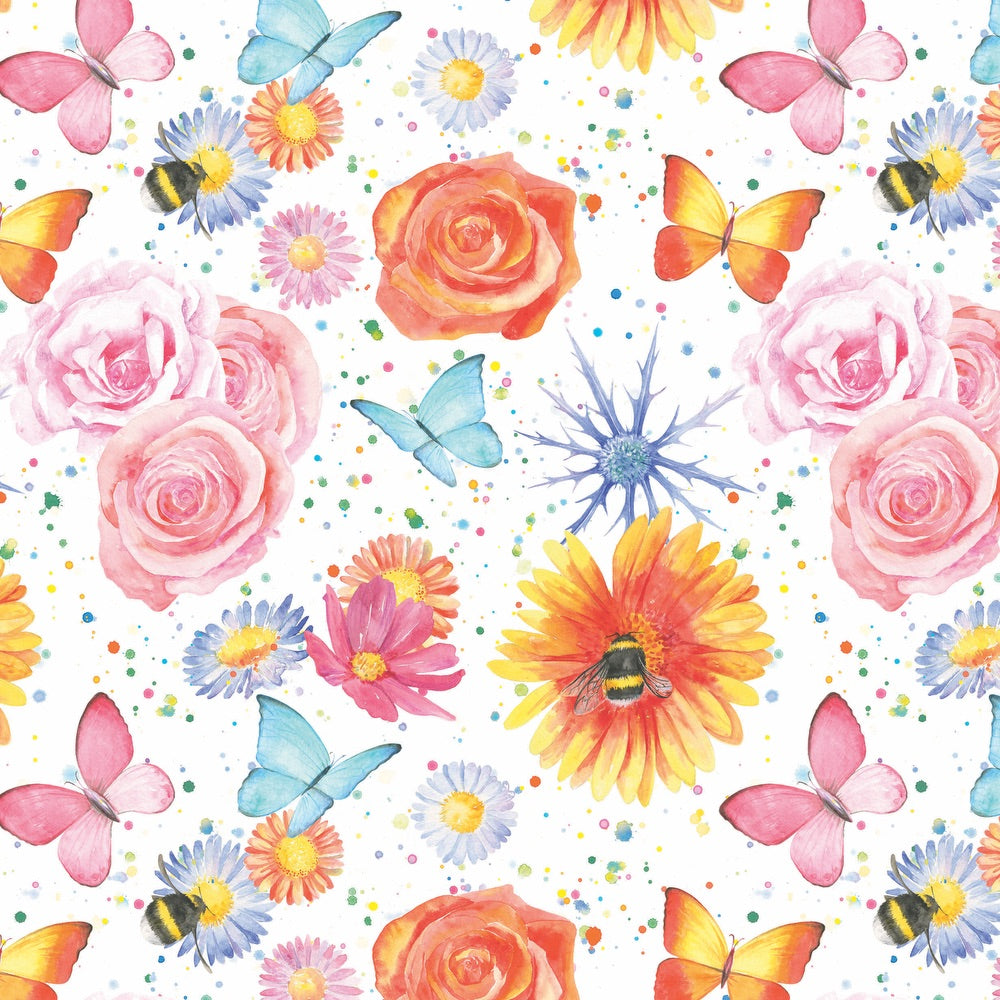 Flowers, Butterflies & Bees Wrapping Paper and Tags