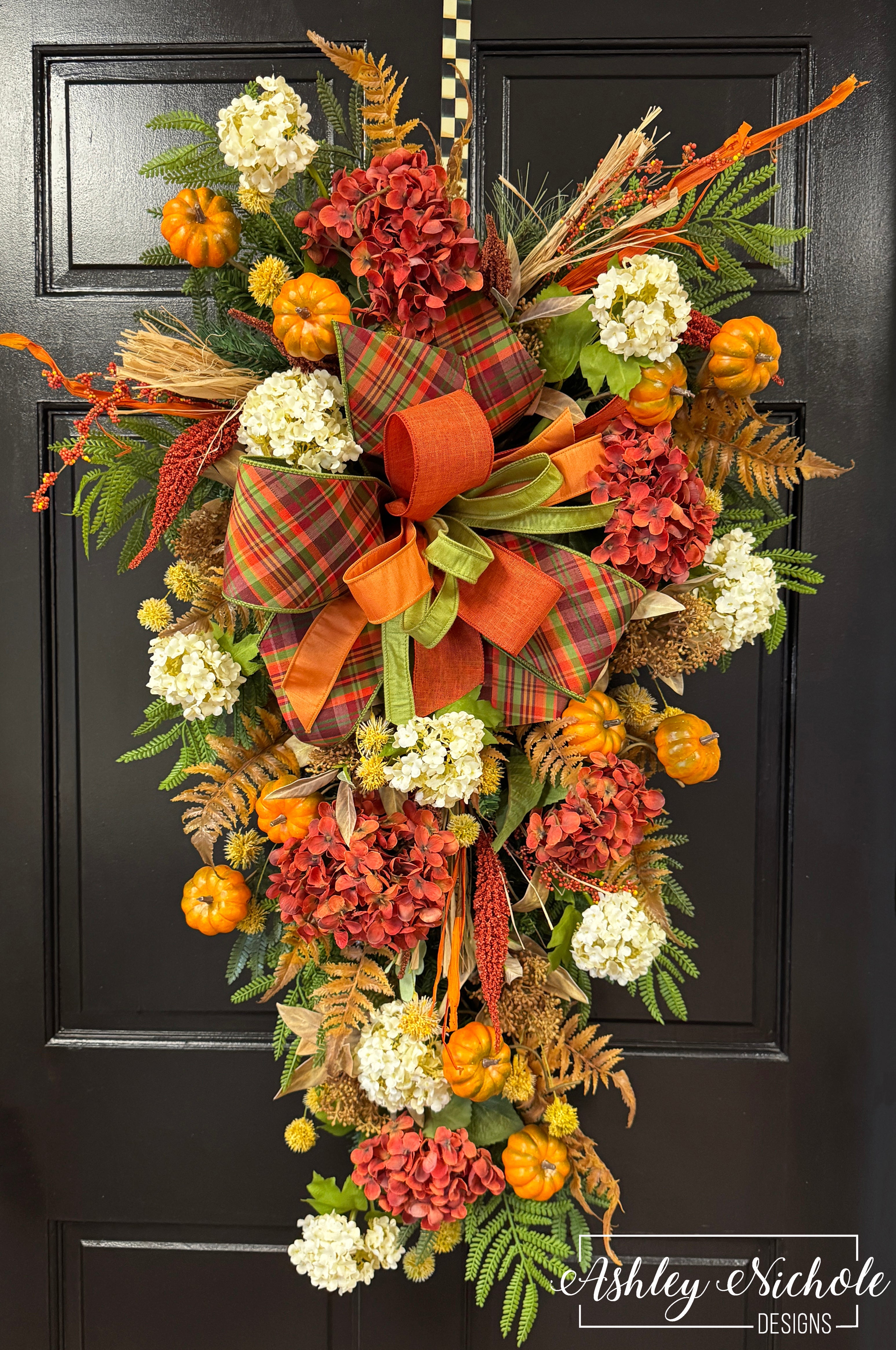 Pumpkins & Plaid Fall Teardrop Swag