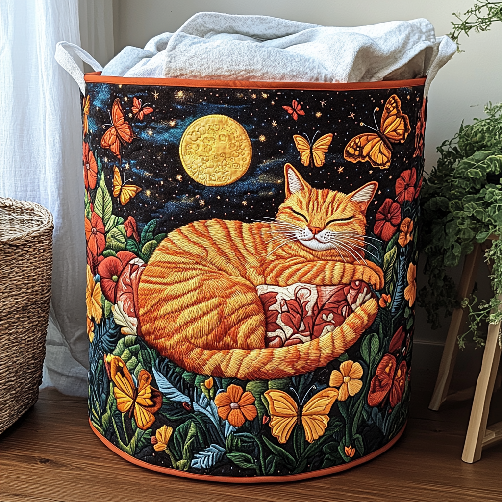 Snug Cat Quilted Laundry Basket NCU0DDK613