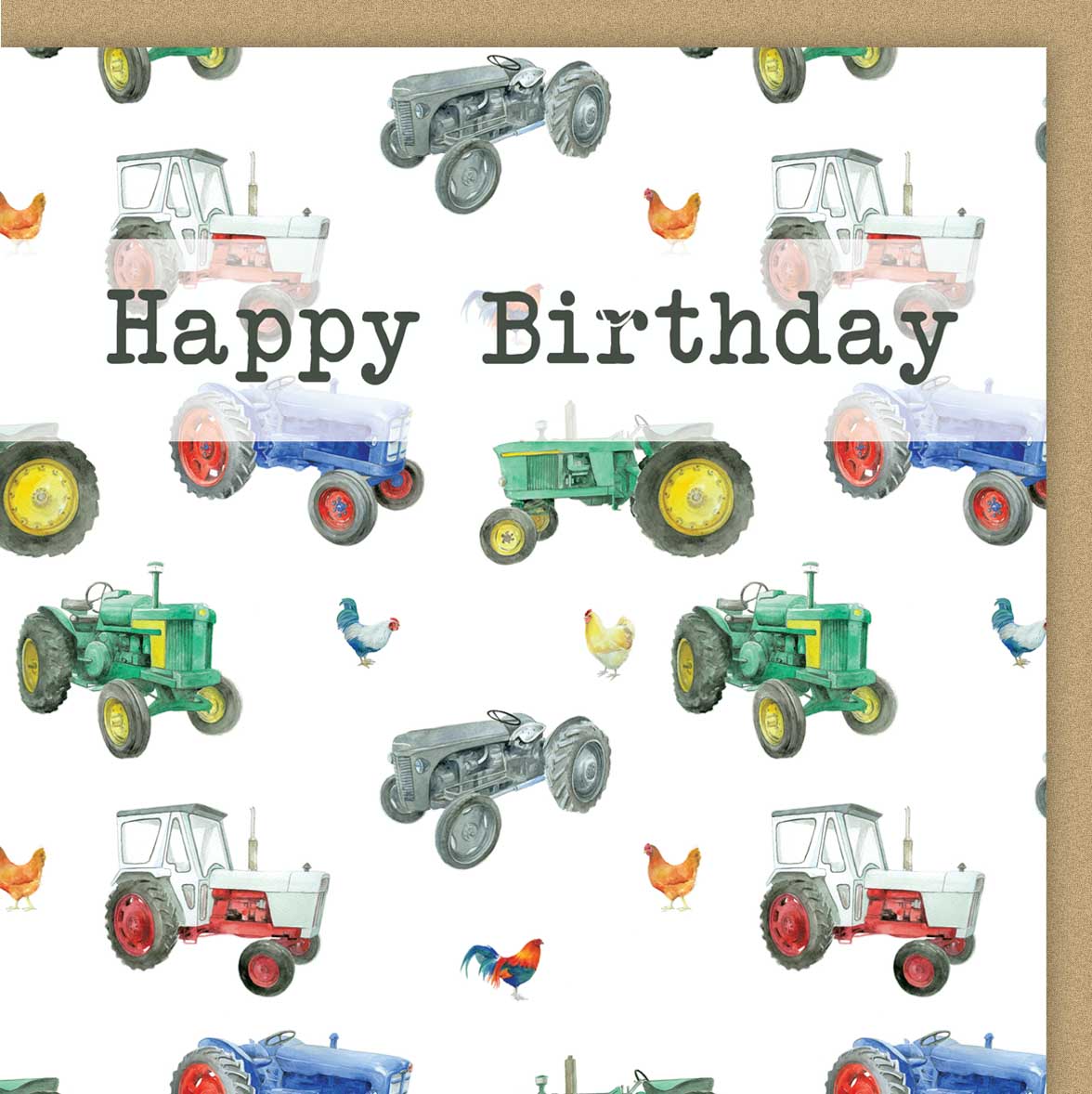 Tractor & Chicken Birthday Card