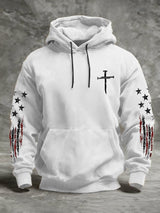 Men's casual retro national flag-themed hooded sweatshirt