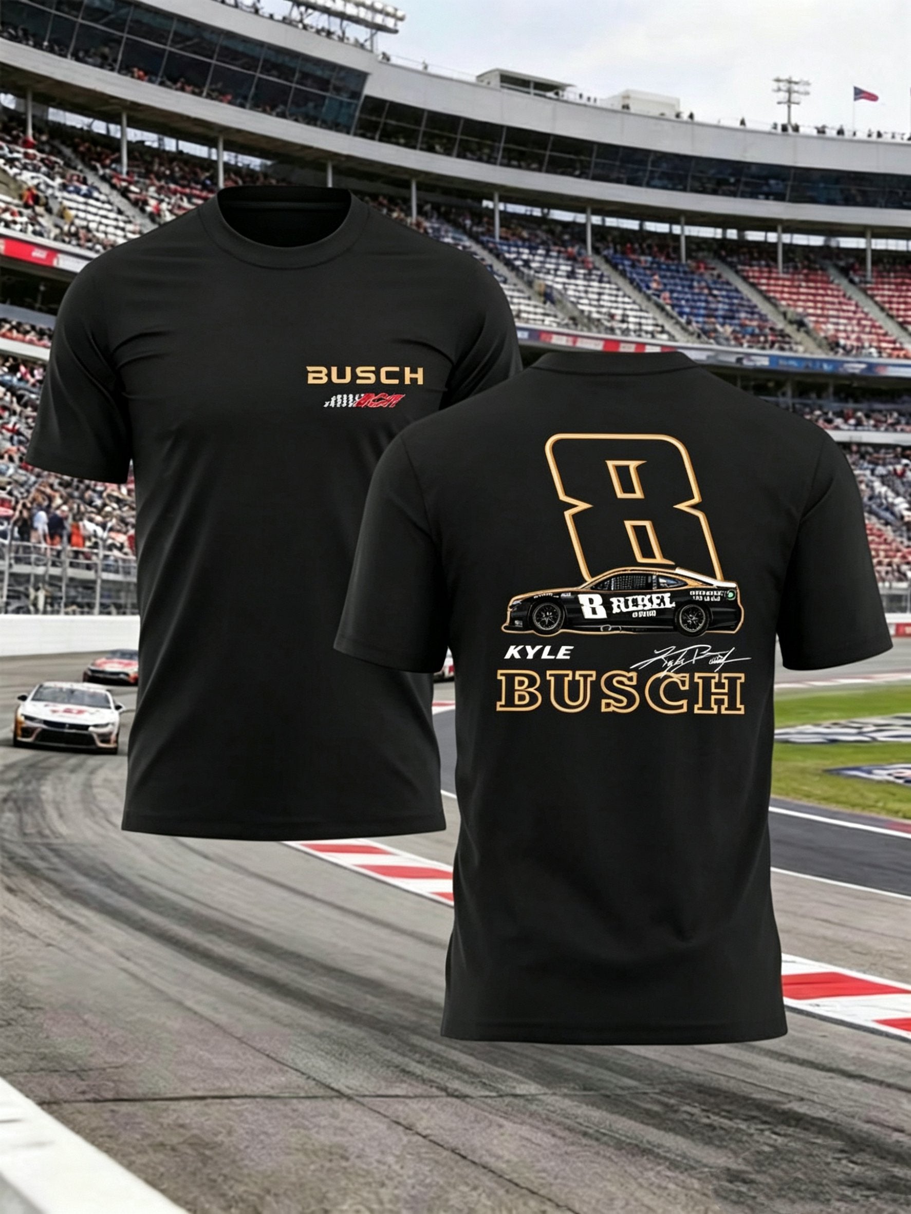 Men's Racing Casual Print Crew Neck T-Shirt