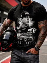 Men's Racing Casual Print Crew Neck T-Shirt