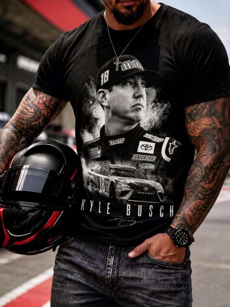 Men's Racing Casual Print Crew Neck T-Shirt