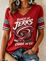 Women's hockey print casual T-shirt