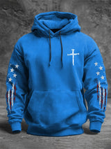 Men's casual retro national flag-themed hooded sweatshirt