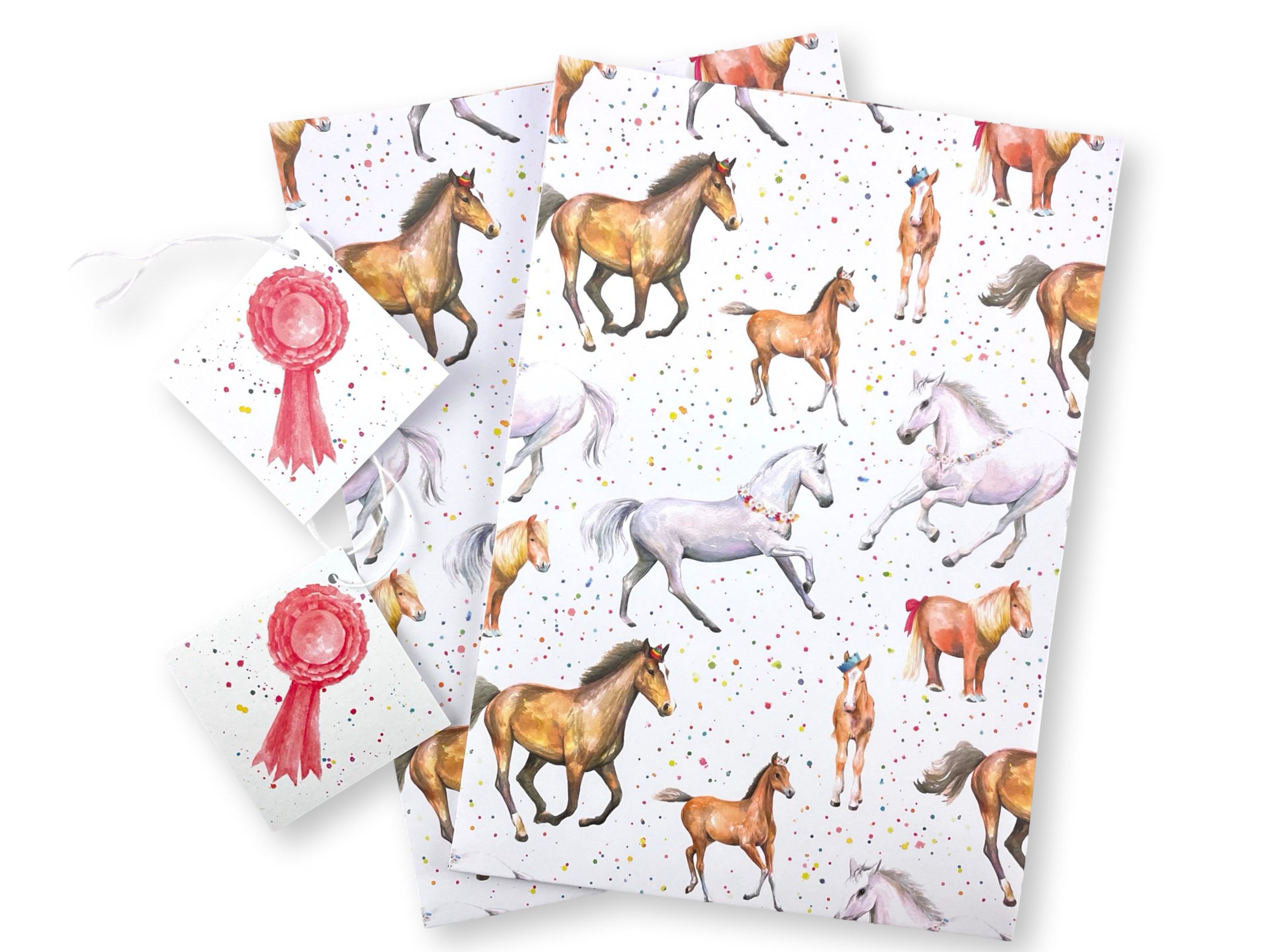 Horses and Foal  Party Wrapping Paper and Tags