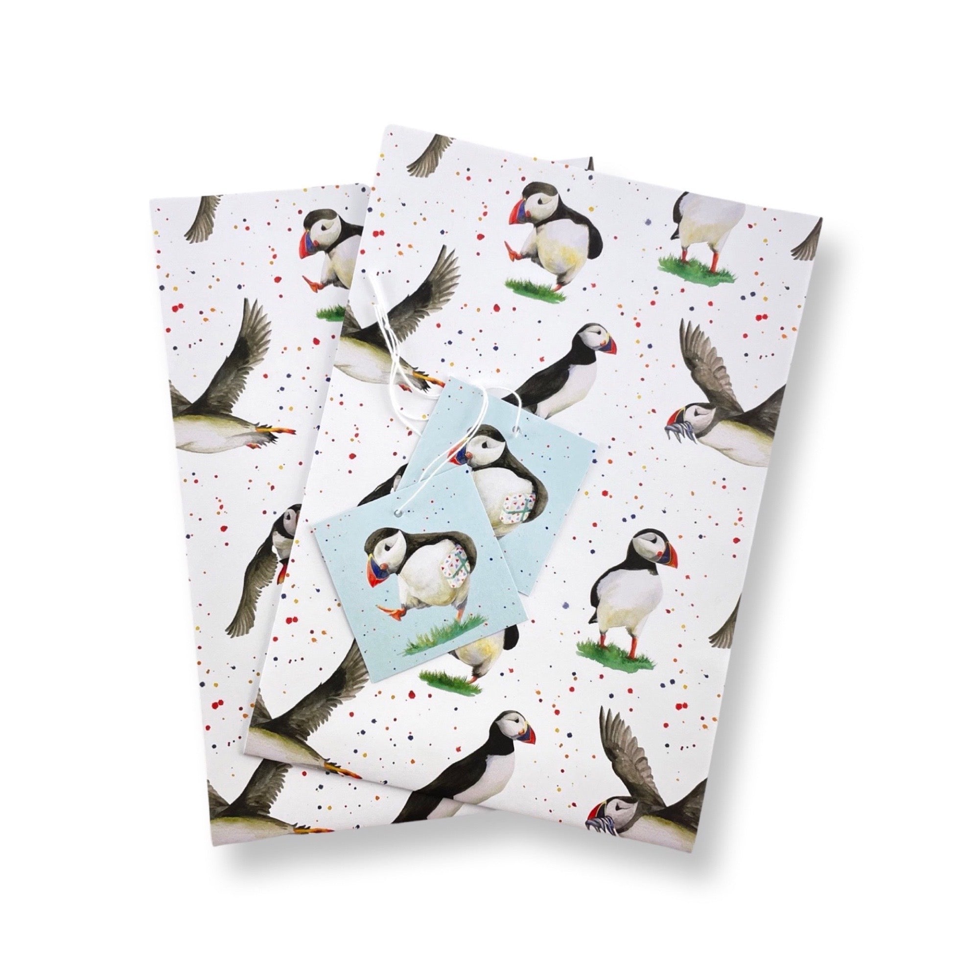Recycled and recyclable Puffin Wrapping Paper