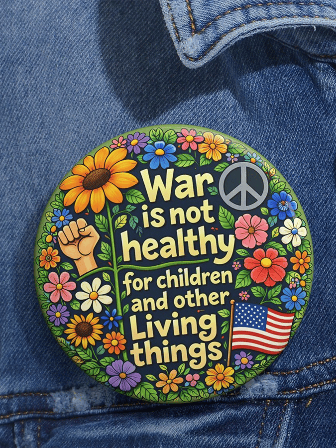 “War is not healthy for children and other living things”Pin Button