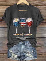 Women's 250th Anniversary Wine Glass Celebration Print T-shirt