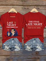 V-Neck Retro Last Night Foreverhost Guy The Final Late Night Tragedy Plus Time = Farewell Print T-Shirt