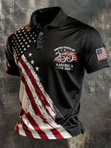 Men's Retro "Patriot" Color-Block Short-Sleeve Polo Shirt