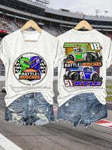 V-Neck Retro Forever Rowdy Print T-Shirt