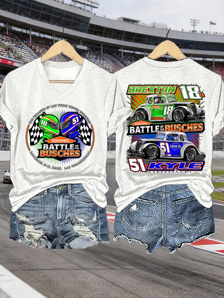 V-Neck Retro Forever Rowdy Print T-Shirt