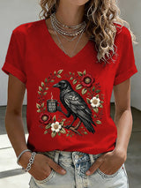 V-Neck Retro Is He Dead Yet Print T-Shirt