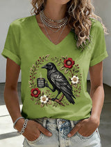V-Neck Retro Is He Dead Yet Print T-Shirt