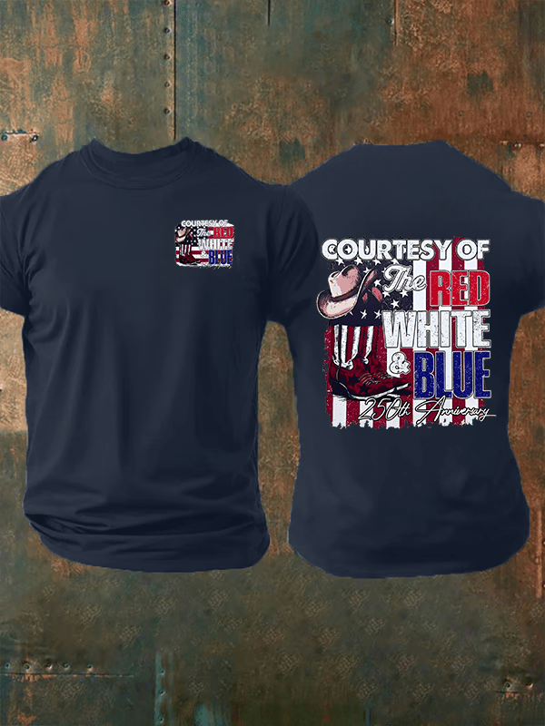Men's  Courtesy Of Red White And Blue, 250th Anniversary Freedom T-Shirt