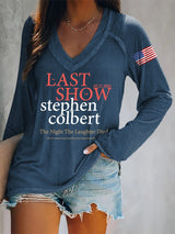 V-Neck Retro Last Show 05.21.2026 The Night The Laughter Died After The Opening Monol, Hopefully People Laughed During The Show Print T-Shirt