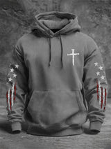 Men's casual retro national flag-themed hooded sweatshirt