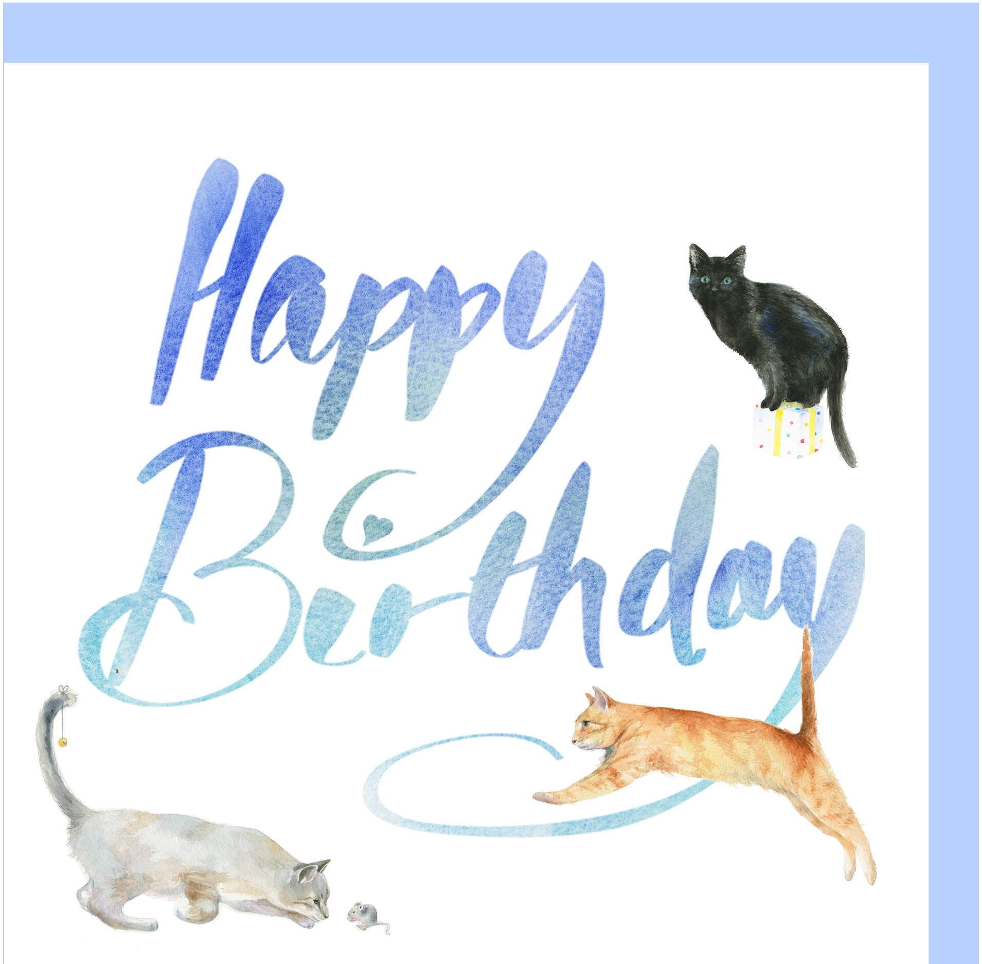 Cats and Kitten Birthday Card