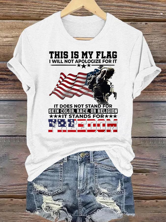 Women's  THIS IS MY FLAG Print T-Shirt