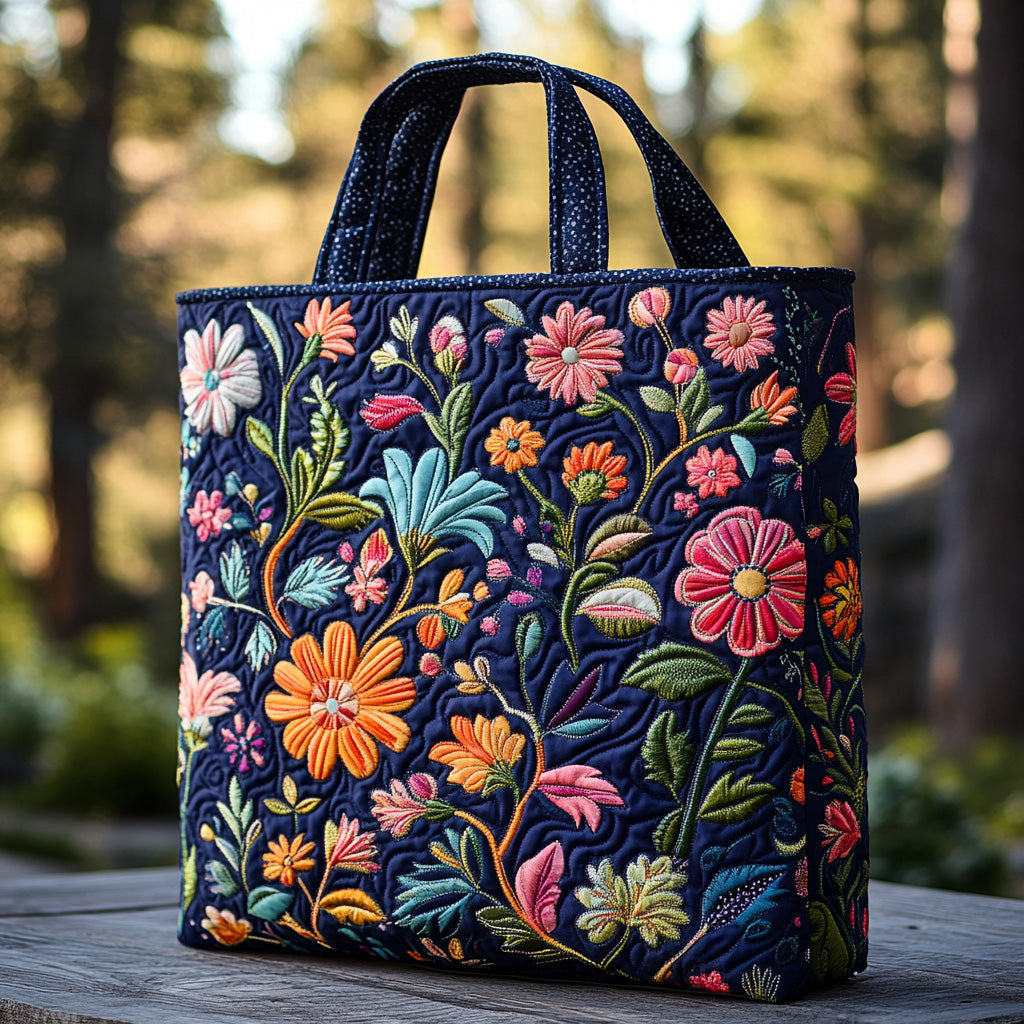 Wild Bloom Quilted Tote  Bag