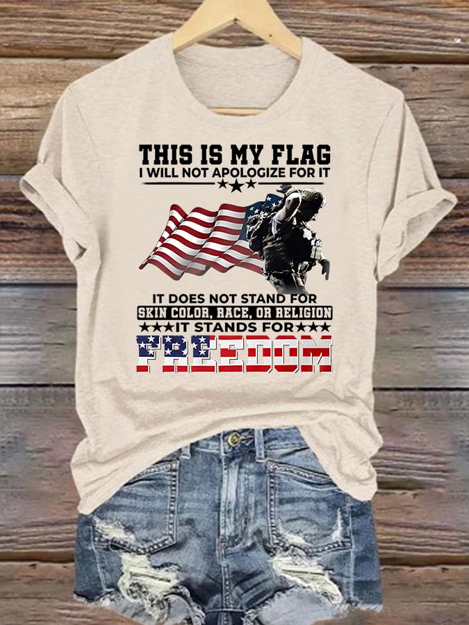 Women's  THIS IS MY FLAG Print T-Shirt