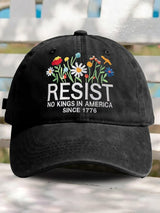 Retro Resist No Kings In America Since 1776 Print Baseball Cap