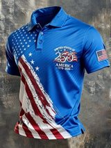 Men's Retro "Patriot" Color-Block Short-Sleeve Polo Shirt