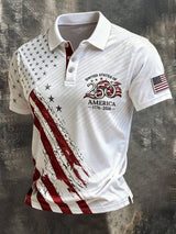 Men's Retro "Patriot" Color-Block Short-Sleeve Polo Shirt