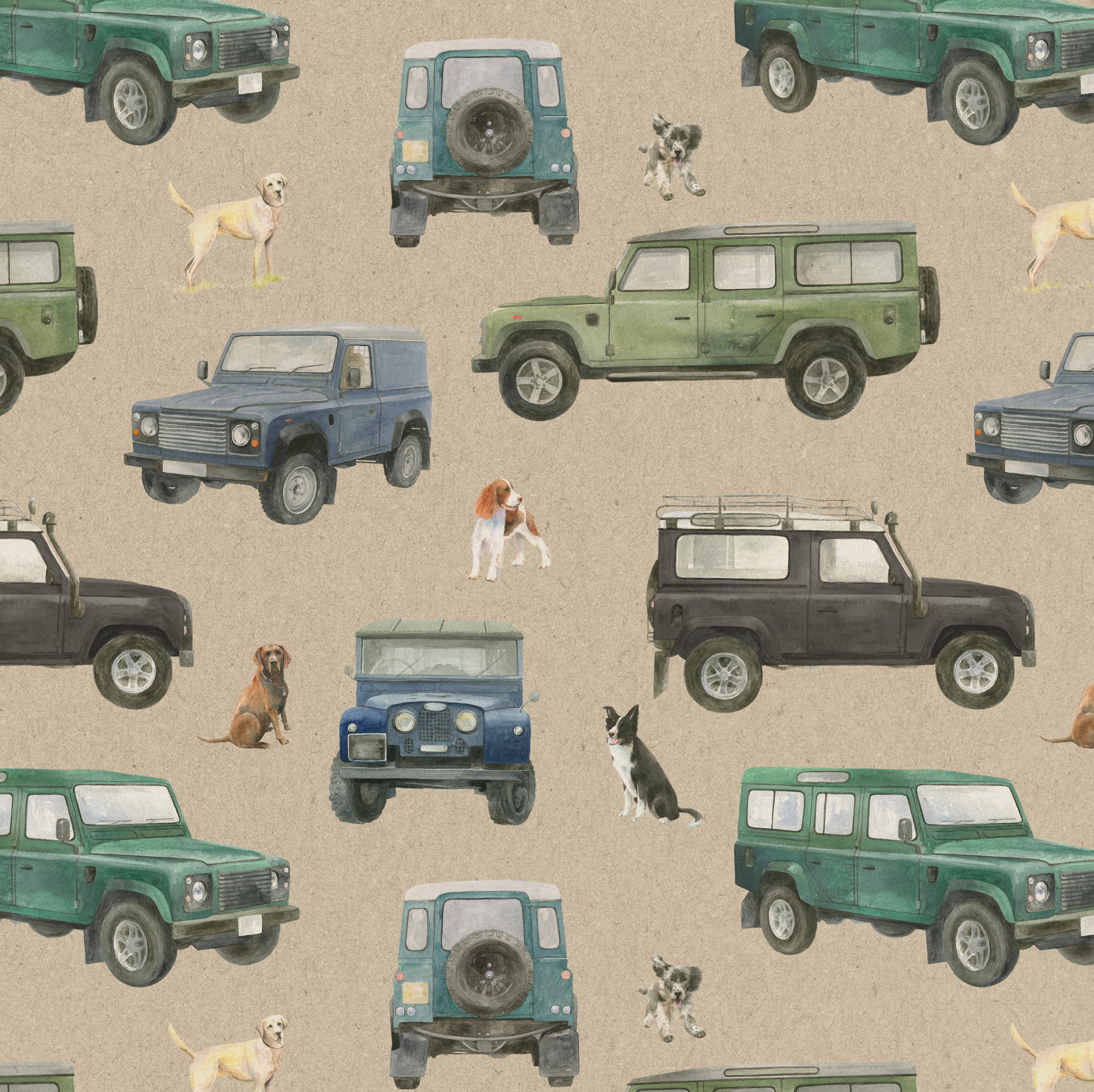 Classic Defender Off Roading 4 x 4 with dogs  Gift Wrapping Paper